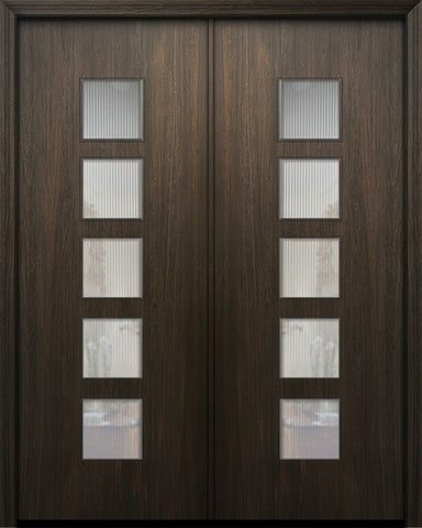 WDMA 84x96 Door (7ft by 8ft) Exterior Mahogany 42in x 96in Double Venice Solid Contemporary Door w/Textured Glass 1