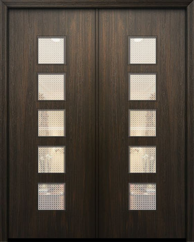 WDMA 84x96 Door (7ft by 8ft) Exterior Mahogany 42in x 96in Double Venice Solid Contemporary Door w/Metal Grid 1