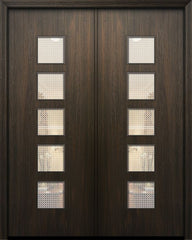 WDMA 84x96 Door (7ft by 8ft) Exterior Mahogany 42in x 96in Double Venice Solid Contemporary Door w/Metal Grid 1