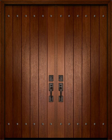 WDMA 84x96 Door (7ft by 8ft) Exterior Mahogany 42in x 96in Double Plank Door with Clavos 1