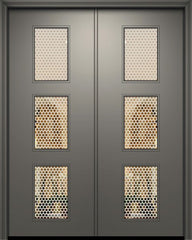 WDMA 84x96 Door (7ft by 8ft) Exterior Smooth 42in x 96in Double Newport Solid Contemporary Door w/Metal Grid 1