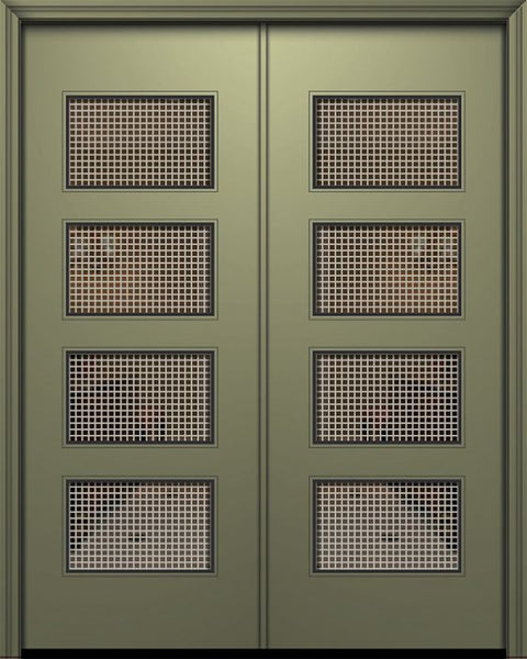 WDMA 84x96 Door (7ft by 8ft) Exterior Smooth 42in x 96in Double Santa Monica Solid Contemporary Door w/Metal Grid 1