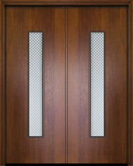 WDMA 84x96 Door (7ft by 8ft) Exterior Mahogany 42in x 96in Double Malibu Contemporary Door w/Metal Grid 1