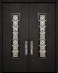 WDMA 84x96 Door (7ft by 8ft) Exterior Mahogany 42in x 96in Double Malibu Contemporary Door with Speakeasy 1