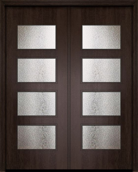 WDMA 84x96 Door (7ft by 8ft) Exterior Mahogany 42in x 96in Double Santa Monica Contemporary Door w/Textured Glass 1