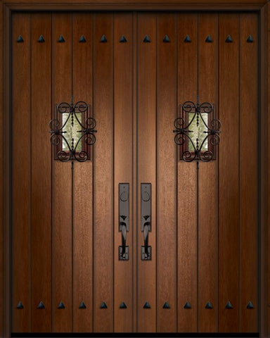 WDMA 84x96 Door (7ft by 8ft) Exterior Mahogany 42in x 96in Double Plank Door with Speakeasy / Clavos 1