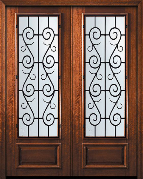 WDMA 84x96 Door (7ft by 8ft) Exterior Mahogany 42in x 96in Double 3/4 Lite St. Charles Door 1