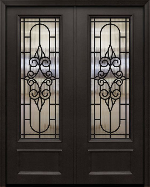 WDMA 84x96 Door (7ft by 8ft) Exterior 42in x 96in ThermaPlus Steel Salento 1 Panel 3/4 Lite GBG Double Door 1