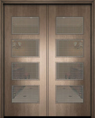 WDMA 84x96 Door (7ft by 8ft) Exterior Mahogany 42in x 96in Double Santa Monica Contemporary Door w/Metal Grid 1