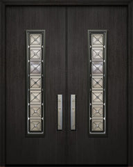 WDMA 84x96 Door (7ft by 8ft) Exterior Mahogany 42in x 96in Double Malibu Solid Contemporary Door with Speakeasy 1