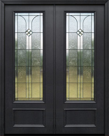 WDMA 84x96 Door (7ft by 8ft) Exterior 42in x 96in ThermaPlus Steel Cantania 1 Panel 3/4 Lite Double Door 1