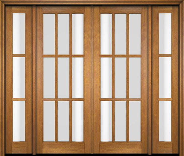 WDMA 86x80 Door (7ft2in by 6ft8in) Exterior Swing Mahogany 9 Lite TDL Double Entry Door Sidelights 1