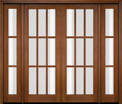 WDMA 86x80 Door (7ft2in by 6ft8in) Exterior Swing Mahogany 9 Lite TDL Double Entry Door Sidelights 4