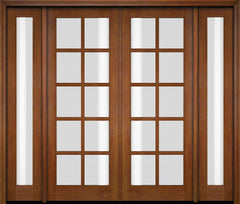 WDMA 86x80 Door (7ft2in by 6ft8in) Exterior Swing Mahogany 10 Lite TDL Double Entry Door Full Sidelights 4