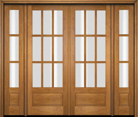 WDMA 86x80 Door (7ft2in by 6ft8in) Exterior Swing Mahogany 3/4 9 Lite TDL Double Entry Door Sidelights 1