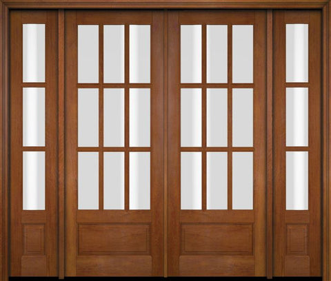 WDMA 86x80 Door (7ft2in by 6ft8in) Exterior Swing Mahogany 3/4 9 Lite TDL Double Entry Door Sidelights 4