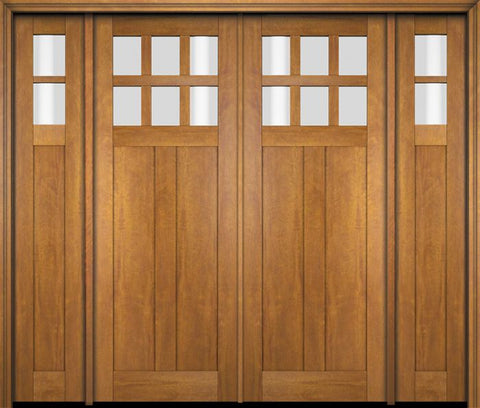 WDMA 86x80 Door (7ft2in by 6ft8in) Exterior Swing Mahogany 6 Lite Craftsman Double Entry Door Sidelights 1