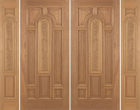 WDMA 88x80 Door (7ft4in by 6ft8in) Exterior Mahogany Revis Double Door/2side Carved Panel - 6ft8in Tall 1