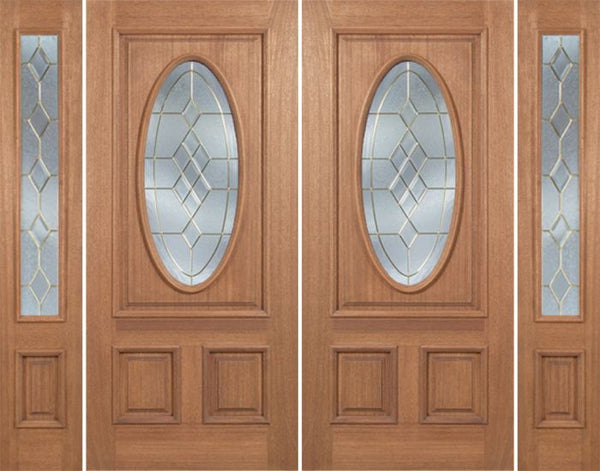 WDMA 88x80 Door (7ft4in by 6ft8in) Exterior Mahogany Maryvale Double Door/2side w/ A Glass 1