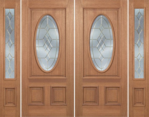 WDMA 88x80 Door (7ft4in by 6ft8in) Exterior Mahogany Maryvale Double Door/2side w/ A Glass 1