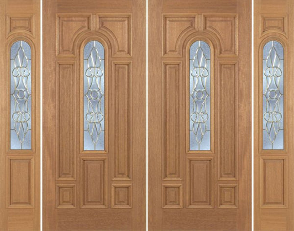 WDMA 88x80 Door (7ft4in by 6ft8in) Exterior Mahogany Revis Double Door/2side w/ L Glass - 6ft8in Tall 1