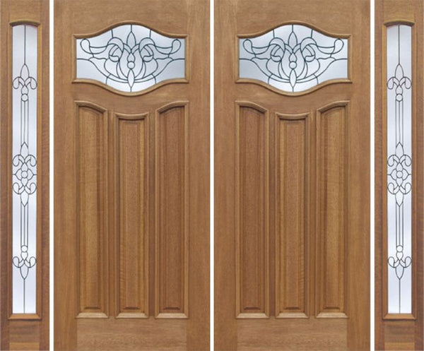 WDMA 88x80 Door (7ft4in by 6ft8in) Exterior Mahogany Wisteria Double Door/2side w/ U Glass 1