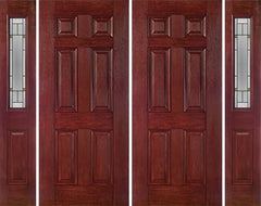 WDMA 88x80 Door (7ft4in by 6ft8in) Exterior Cherry Six Panel Double Entry Door Sidelights 1/2 Lite TP Glass 1