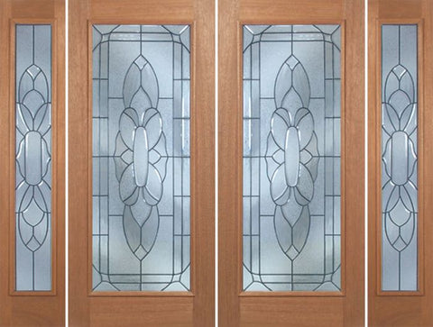 WDMA 88x80 Door (7ft4in by 6ft8in) Exterior Mahogany Livingston Double Door/2side w/ BO Glass - 6ft8in Tall 1