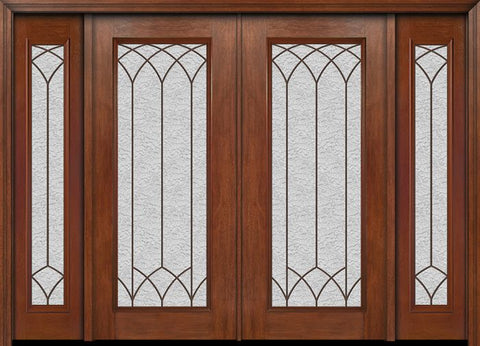 WDMA 88x80 Door (7ft4in by 6ft8in) Exterior Mahogany Full Lite Double Entry Door Sidelights Davidson Glass 1