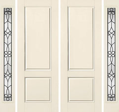 WDMA 88x96 Door (7ft4in by 8ft) Exterior Smooth 8ft 2 Panel Square Top Star Double Door 2 Sides Salinas Full Lite Flush 1