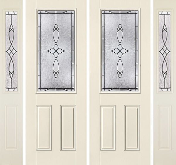 WDMA 88x96 Door (7ft4in by 8ft) Exterior Smooth Blackstone 8ft 3/4 Lite 2 Panel Star Double Door 2 Sides 1