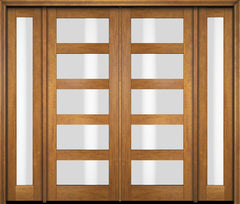 WDMA 94x80 Door (7ft10in by 6ft8in) Exterior Swing Mahogany Modern 5 Lite Shaker Double Entry Door Sidelights 1