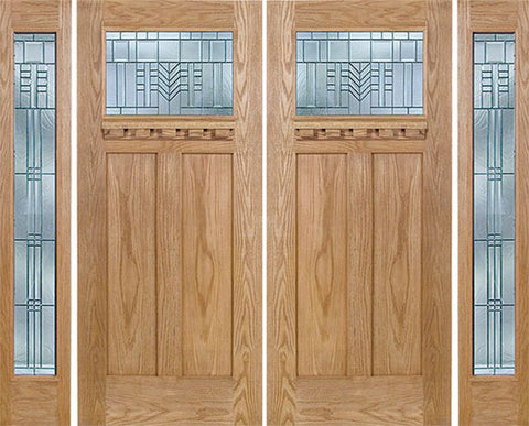 WDMA 96x80 Door (8ft by 6ft8in) Exterior Oak Pearce Double Door/2 Full-lite side w/ C Glass 1