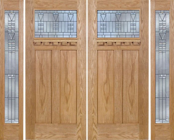 WDMA 96x80 Door (8ft by 6ft8in) Exterior Oak Pearce Double Door/2 Full-lite side w/ B Glass 1