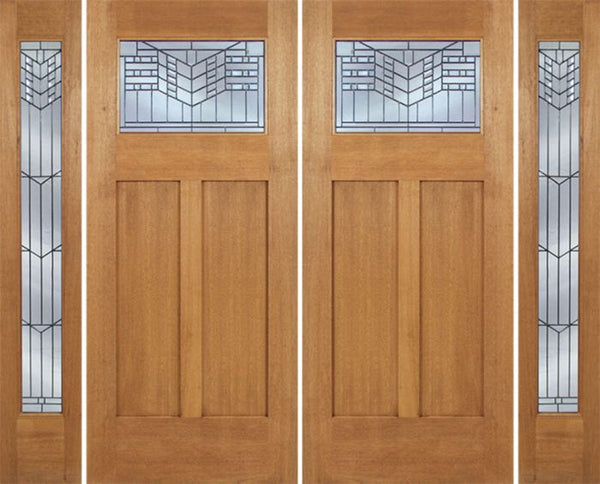 WDMA 96x80 Door (8ft by 6ft8in) Exterior Mahogany Pearce Double Door/2 Full-lite side w/ E Glass 1