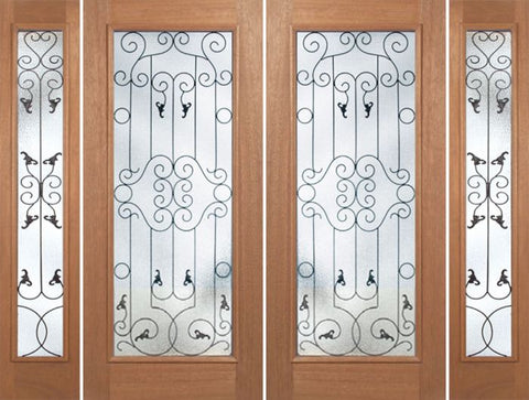 WDMA 96x80 Door (8ft by 6ft8in) Exterior Mahogany Roma Double Door/2side w/ WM Glass - 6ft8in Tall 1