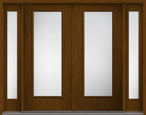 WDMA 96x80 Door (8ft by 6ft8in) French Oak Clear Full Lite W/ Stile Lines Fiberglass Exterior Double Door 2 Sides 1