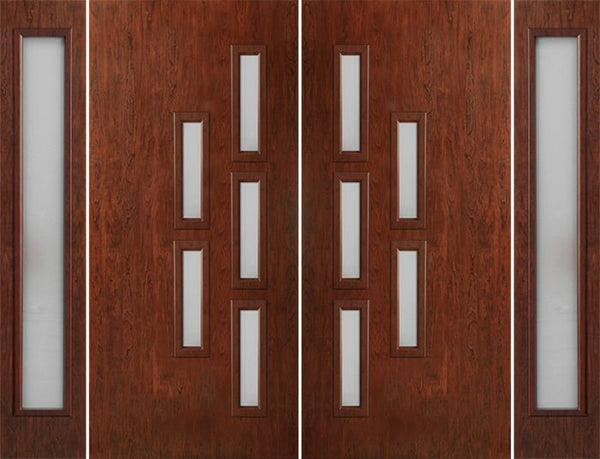 WDMA 96x80 Door (8ft by 6ft8in) Exterior Cherry Contemporary Modern 5 Lite Double Entry Door Sidelights FC553 1