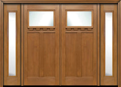 WDMA 96x80 Door (8ft by 6ft8in) Exterior Fir Craftsman Top Lite Double Entry Door Sidelights 1