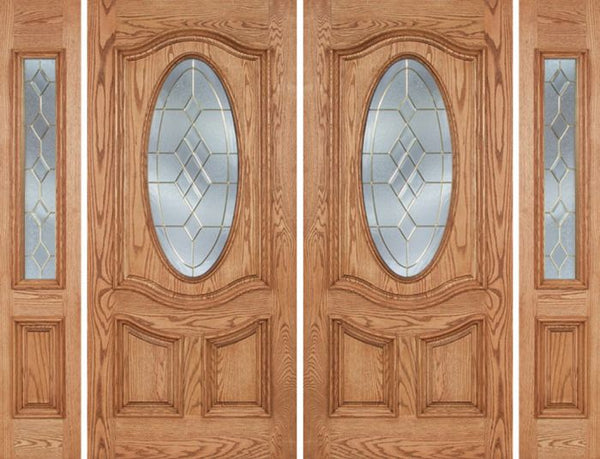 WDMA 96x80 Door (8ft by 6ft8in) Exterior Oak Dally Double Door/2side w/ A Glass - 6ft8in Tall 1