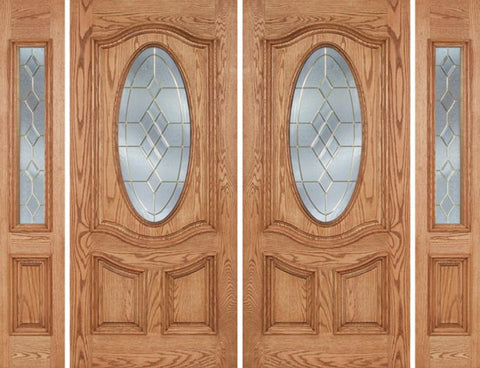 WDMA 96x80 Door (8ft by 6ft8in) Exterior Oak Dally Double Door/2side w/ A Glass - 6ft8in Tall 1