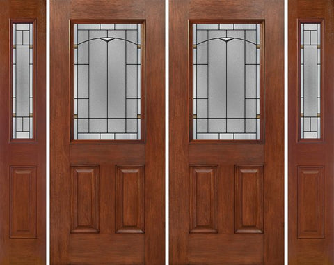 WDMA 96x80 Door (8ft by 6ft8in) Exterior Mahogany Half Lite 2 Panel Double Entry Door Sidelights TP Glass 1