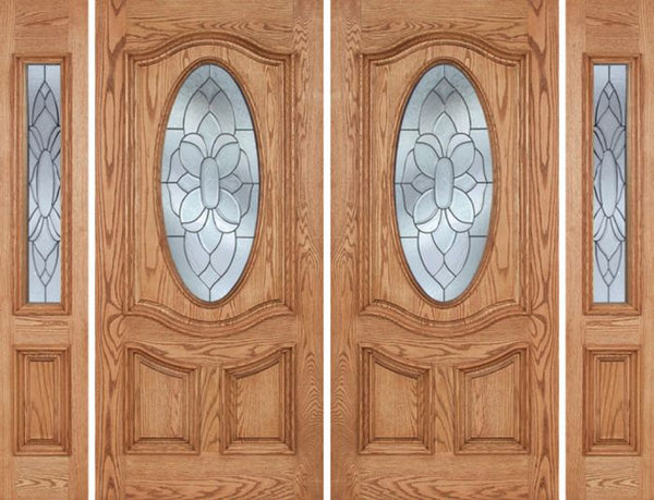 WDMA 96x80 Door (8ft by 6ft8in) Exterior Oak Dally Double Door/2side w/ BO Glass - 6ft8in Tall 1