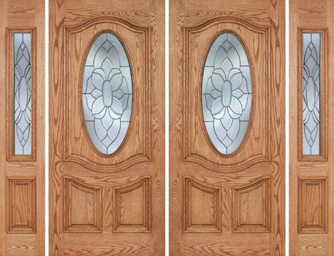 WDMA 96x80 Door (8ft by 6ft8in) Exterior Oak Dally Double Door/2side w/ BO Glass - 6ft8in Tall 1