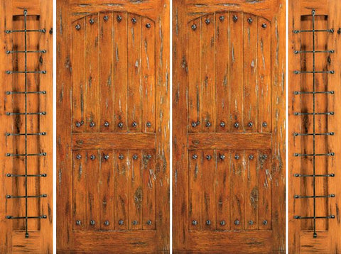 WDMA 96x80 Door (8ft by 6ft8in) Exterior Knotty Alder Prehung Double Door with Two Side lights 1