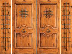 WDMA 96x80 Door (8ft by 6ft8in) Exterior Knotty Alder Double Door with Two Sidelights Alder Speakeasy 1