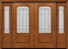 WDMA 96x80 Door (8ft by 6ft8in) Exterior Cherry Camber 3/4 Lite Double Entry Door Sidelights Topaz Glass 1