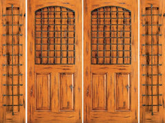 WDMA 96x80 Door (8ft by 6ft8in) Exterior Knotty Alder Entry Double Door with Two Sidelights 3-Panel 1