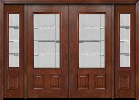 WDMA 96x80 Door (8ft by 6ft8in) Exterior Mahogany 3/4 Lite Two Panel Double Entry Door Sidelights Crosswalk Glass 1