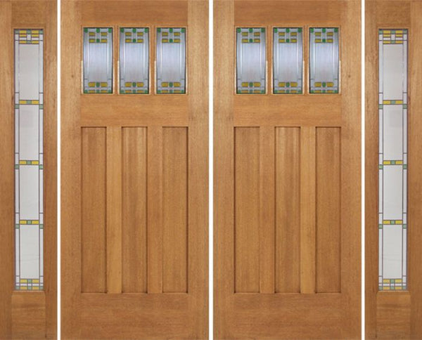 WDMA 96x84 Door (8ft by 7ft) Exterior Mahogany Barnsdale Double Door/2 Full-lite side w/ GO Glass 1